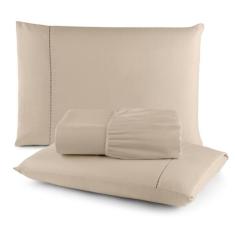 Jogo Para Cama Lençol Casal Queen 3 Peças 400 Fios Luxuoso Micropercal