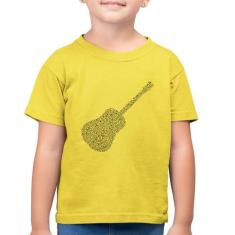 Camiseta Algodão Infantil Violão Notas Musicais - Foca na Moda, Amarel