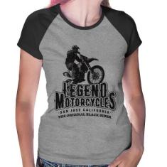 Baby Look Raglan Legend Motorcycle - Foca na Moda, Cinza, Preto, GG