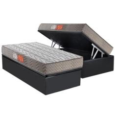 Conjunto Box Baú Solteiro: Colchão Espuma Paropas D45 Pasquale Gray + 