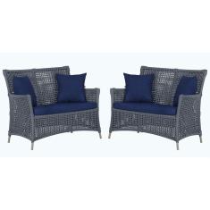 2 Sofás área Externa Igapó Alumínio Fendi Corda Náutica E10 Prata