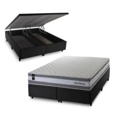 Conjunto Box Baú Alpine Cinza 158x198x72 c/ Molas Ensacadas - King Hou