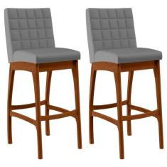 Kit 02 Banquetas Altas Para Cozinha Sala De Jantar Fixa Mila L02 Facto