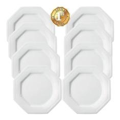 Conjunto 8 Pratos Rasos Porcelana Branca Schmitd Prisma 28cm - Porcela