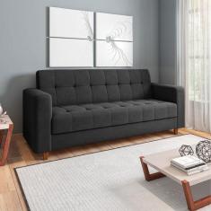 Sofá 03 Lugares Arezzo Suede Pés Chanfrado Castanho D01 - D'Rossi, Pre