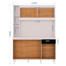 Cozinha Kit Duda 140 cm Branco Preto - Poquema