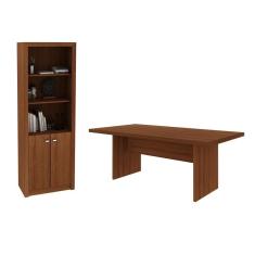 Mesa Para Computador Armário Pareteleira Amendoa