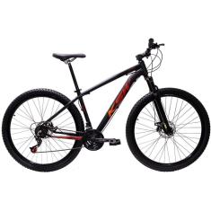  Bicicleta Aro 29 Ksw Xlt Alumínio 27v Freio a Disco Mecânico Garfo com Suspensão - Preto\Vermelho\Laranja