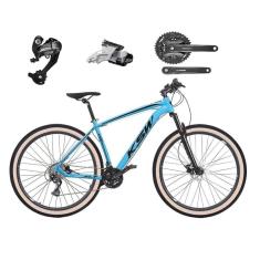   Bicicleta Aro 29 Ksw Xlt 27v Câmbios Shimano Altus Freios Hidráulicos Garfo Com Trava Pneu Bege - Azul