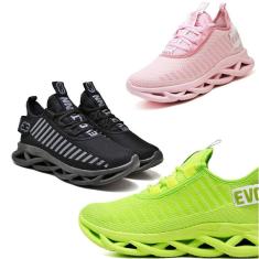 Tênis Feminino Corrida Running Leve Treino Kit 3 Peças-Feminino