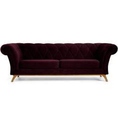 Sofá 3 Lugares Império 180 Cm Veludo Roxo Grape C-292
