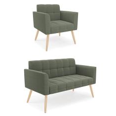 Namoradeira e Poltrona Pé Palito Natural Elisa Bouclê D03 - D`Rossi