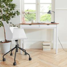 Escrivaninha Pequena de Madeira 100cm Coleção Gava Branco/ Marrom