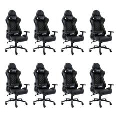 Kit 8 Cadeiras Gamer Giratória Fair Play Preto