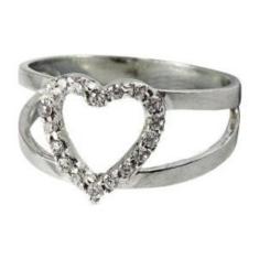 Anel Em Prata 950 Coração Com Zircônias Florenzza Jóias, 23
