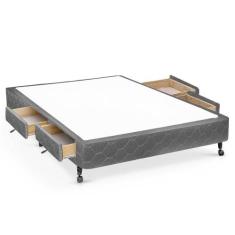 Cama Box Base c/Gavetas Viúva Poli Tecido Gray (128x27-c/4 Gavs) - Cas