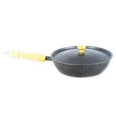 Frigideira Alumínio Fundido Craqueada Cabo De Madeira 22cm - DIVIFORTE