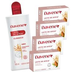1UN Hidratante Leite De Aveia 400ml e 4 Sabonetes Aveia e Óleo de Amen