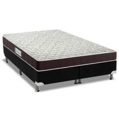 Cama Box Queen: Colchão Espuma D33 Probel Advanced Mega Resistente + Base Crc Suede Black(158X198)
