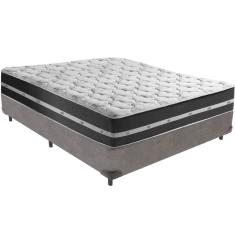 Cama Box e Colchão Classic Preto Molas ensacadas Casal Anjos