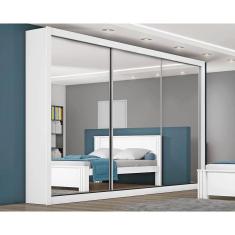 Guarda Roupa Casal 3 Portas de Correr e 6 Gavetas c/3 Espelhos Toronto Branco - Europa