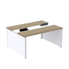 Mesa De Plataforma Dupla Para 2 Pessoas Corporativa 110x120/2p Noce Naturalle/branco