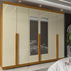 Guarda-roupa Casal 6 Portas Com Espelho Com Pés Imperatriz Naturale-off White