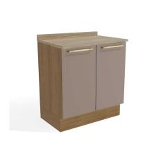 Gabinete de Cozinha Modulado Balcão Botanic M623 2 Portas c/Tampo 80cm Nogueira/Fendi/Nogueira - Kappesberg