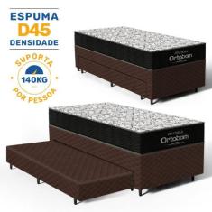 Bicama Box com Colchão de Espuma D45 Ortobom com Cama Auxiliar, Marrom