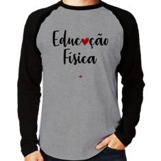 Camiseta Raglan Educação Física por amor Manga Longa - Foca na Moda, C
