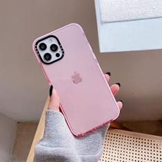Capa de telefone para iPhone 13 12 11 Pro Max mini 7 8 Plus SE 2020 X XR XS Max Capa traseira transparente de silicone macio, rosa, para iPhone SE 2020