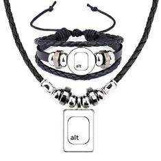 Símbolo de teclado Alt Art Deco presente moda colar pulseira conjunto de joias