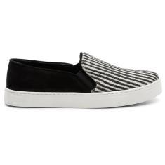 Tênis Casual Slip On Couro Feminino Solado Flatform Flexível-Feminino