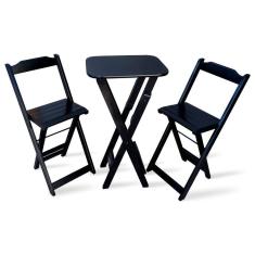 Conjunto de Bistro com 2 Banquetas Dobravel - Preto