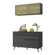 Armário de Cozinha Compacta 2 peças MP3688.895 Veneza Multimóveis Preto