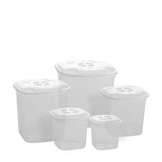 Kit 5 Peças Porta Mantimentos Cinza Plasmont