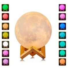 Umidificador Lua Cheia 3D Luminária com Efeito de Fases da Lua - LAURU