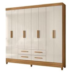 Guarda Roupa Casal Flórida 8 Portas e 4 Gavetas - Moval, Freijó/Off Wh