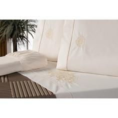 Jogo Lençol p/ Cama King Size Bordado Crivo 4 Peças 100% Algodão 180 F