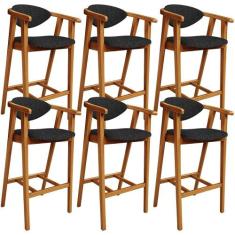 Kit 06 Banquetas Alta Para Cozinha Bancada Bar Sala de Jantar Fixa Cec