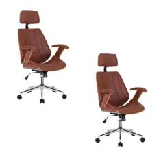 Kit 2 Cadeiras Escritório Presidente Giratória material sintético Apoi