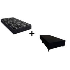 Cama Box Solteiro 88 Tecido Sintético Preto com Colchão Lisboa Espuma D28 Preto