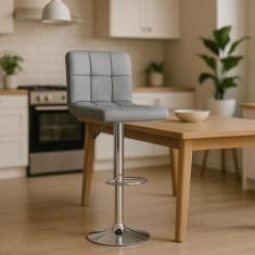 Banqueta Alta Com Encosto Alto Estofado Para Cozinha Americana Bancada