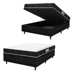 Cama Box Baú Colchão Casal Espuma D33 New Millenium 138x60cm Preto/bra