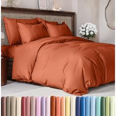 Conjunto de capa de edredom Cal King Size - capa de edredom extra macia tamanho king size 104 x 98 com 2 fronhas - Hotel luxuoso fácil de cuidar e sem desbotamento com fechos de zíper e laços -