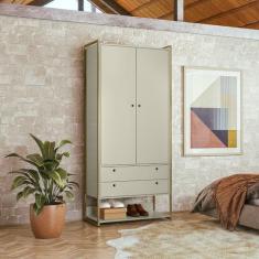 Guarda Roupa Modulado Closet Industrial 89cm 2 Portas 2 Gavetas - Oliv