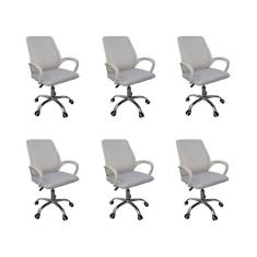 Kit 6 Cadeiras De Escritório Esteirinha Mesh Ergonômica Branco