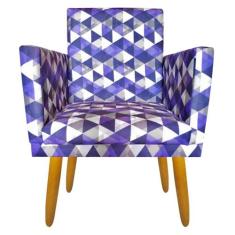Poltrona Cadeira Decorativa Nina Encosto Alto Rodapé Triangulo Roxo -