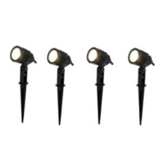 Kit 4 Peças Spot Luz Amarela Espeto Para Jardim 3W Ecoforce