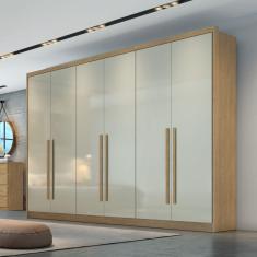 Guarda Roupa 6 Portas 6 Gavetas Reno Novo Horizonte Cumaru Cinza